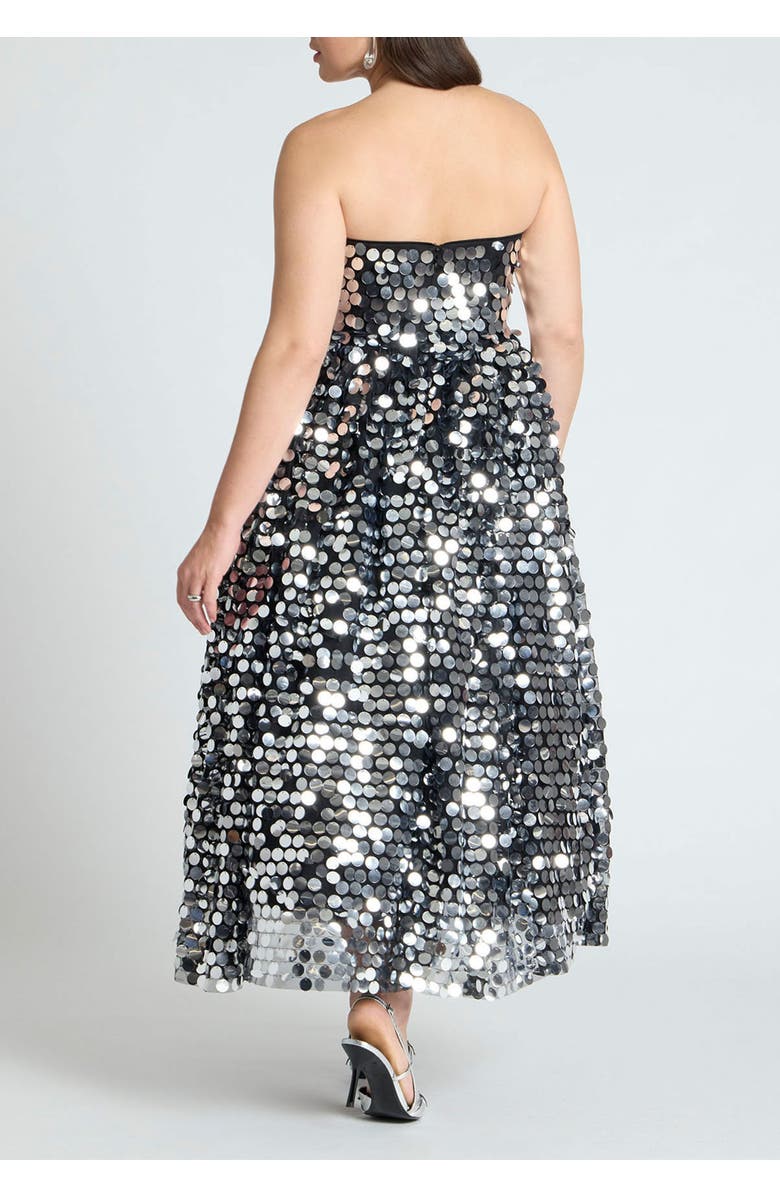 ELOQUII Paillette Dress With Big Skirt, Alternate, color, Silver