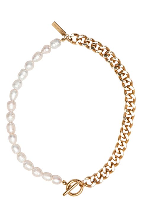 Freshwater Pearl & Curb Chain Necklace