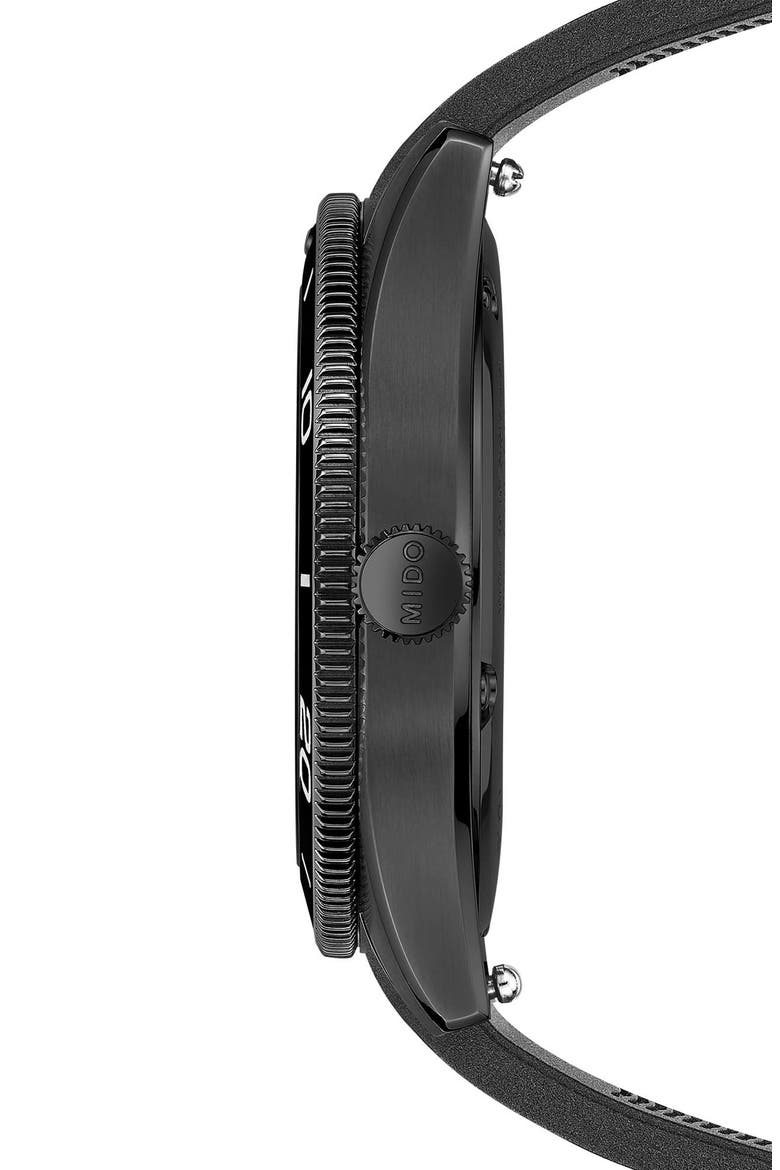 Ocean Star Automatic Rubber Strap Watch, 39mm, Alternate, color, BLACK