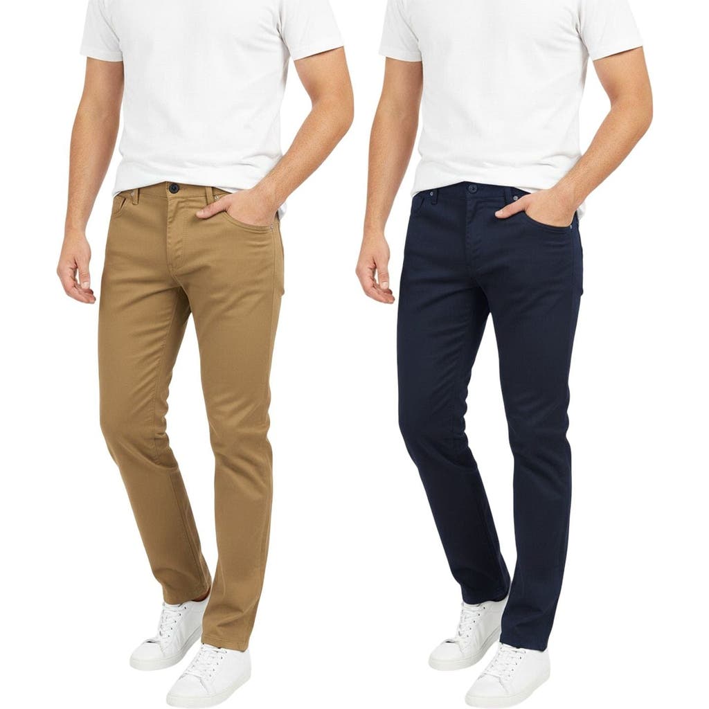 Benben Mens 2 Pack Chinos Slim Fit Stretch Pants In Multi