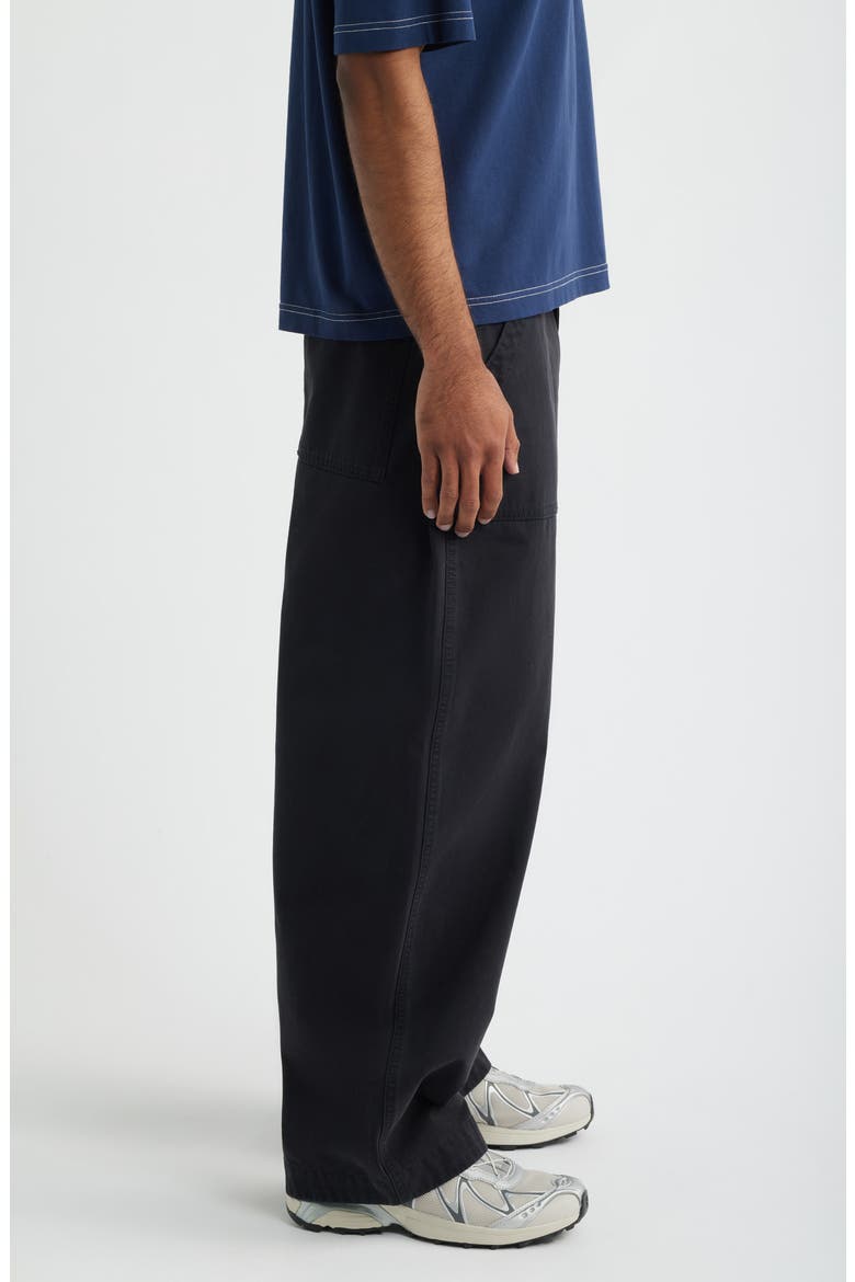 Barrel Leg Cotton Twill Pants, Alternate, color, BLACK
