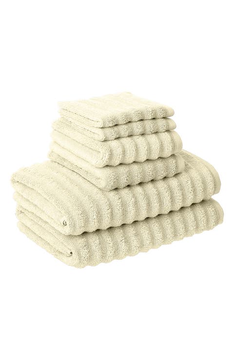 Luxury Spa Collection Wavy Quick Dry 6-Piece Towel Set - Ivory