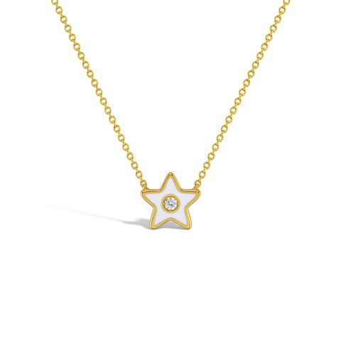 14k CZ Enamel Star Necklace