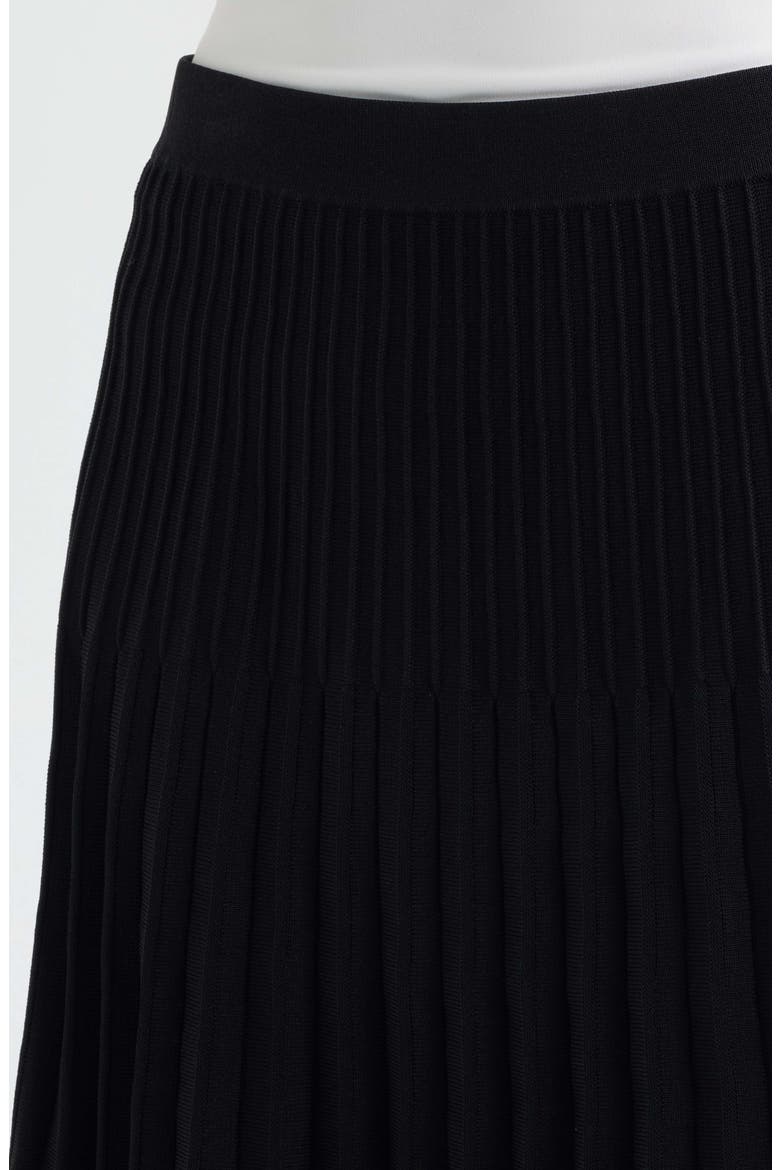Pleated Knit Skirt, Alternate, color, RICH BLACK