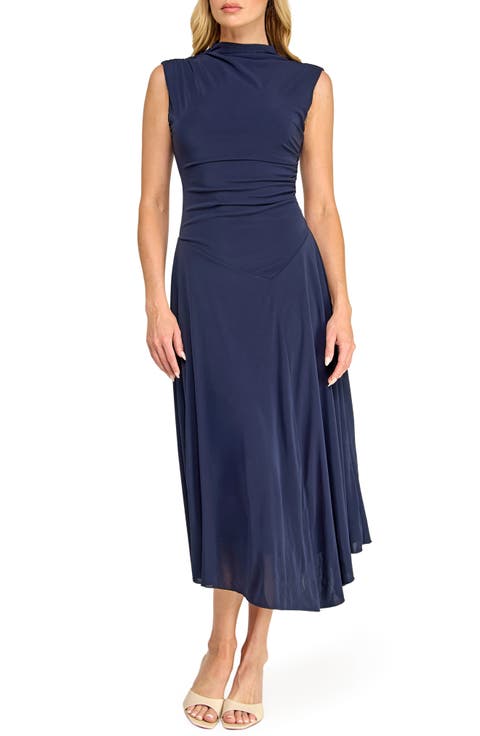 Ruched Funnel Neck Dress