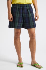 JW Anderson Plaid Cotton Seersucker Shorts