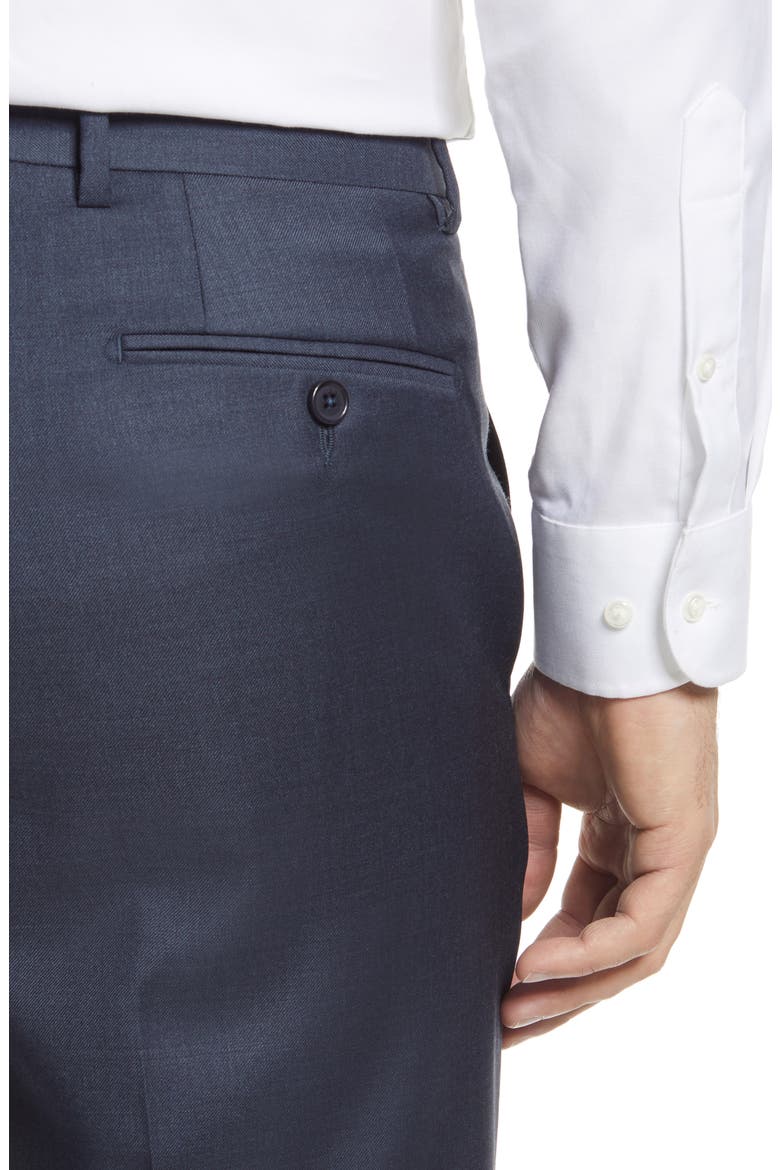 Roma Flat Front Loro Piana Wool Serge Dress Pants, Alternate, color, BLUE