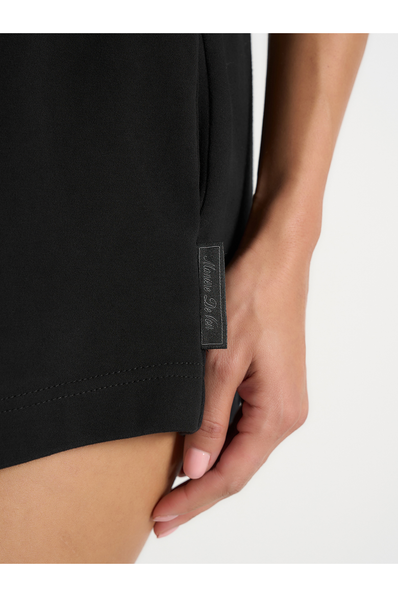 SH002 Gathered Waist Cotton Shorts, Alternate, color, Black