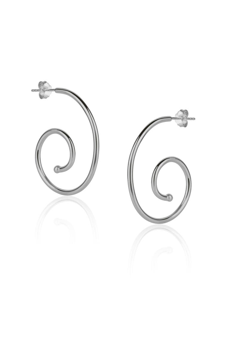 Spiral Sterling Silver Stud Earrings, Main, color, Silver