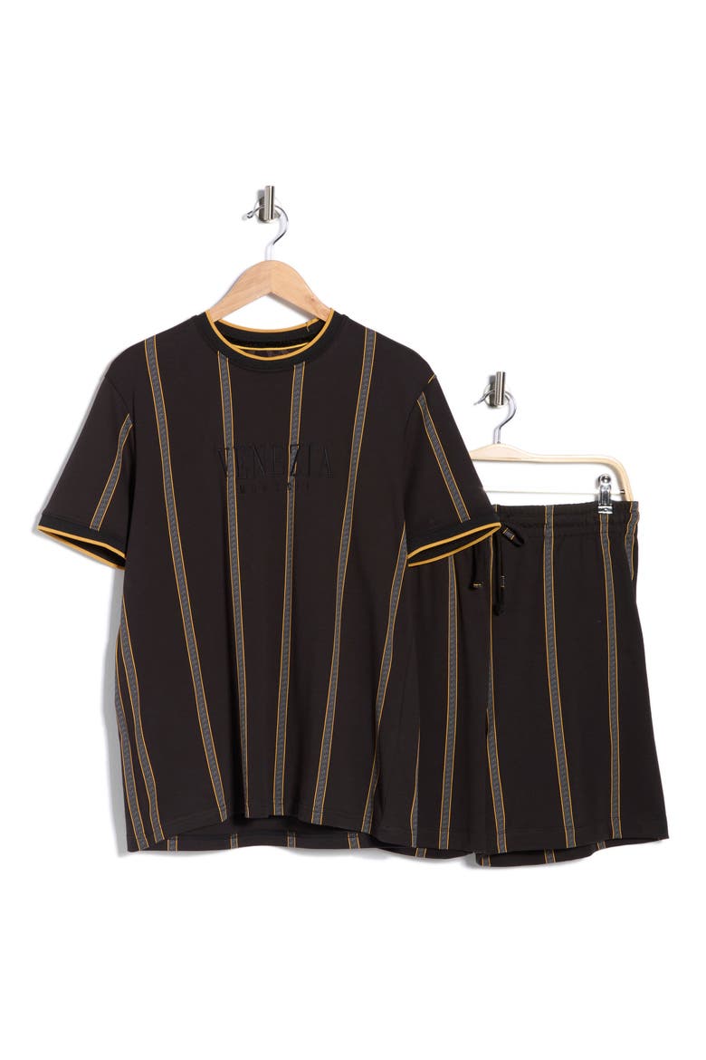 Venezia T-Shirt & Short Set, Alternate, color, BLACK
