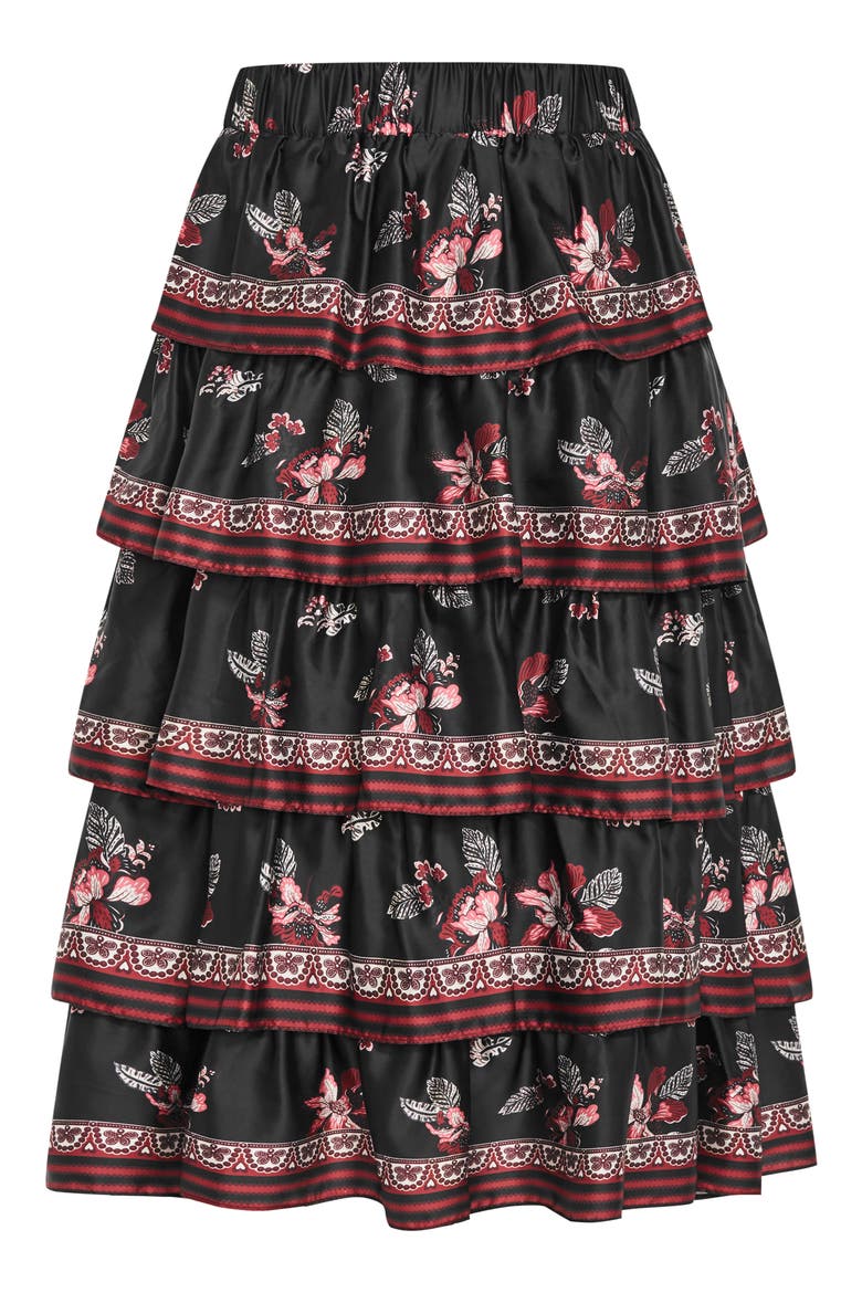 Drama Floral Ruffle Tiered Maxi Skirt, Alternate, color, FLORAL