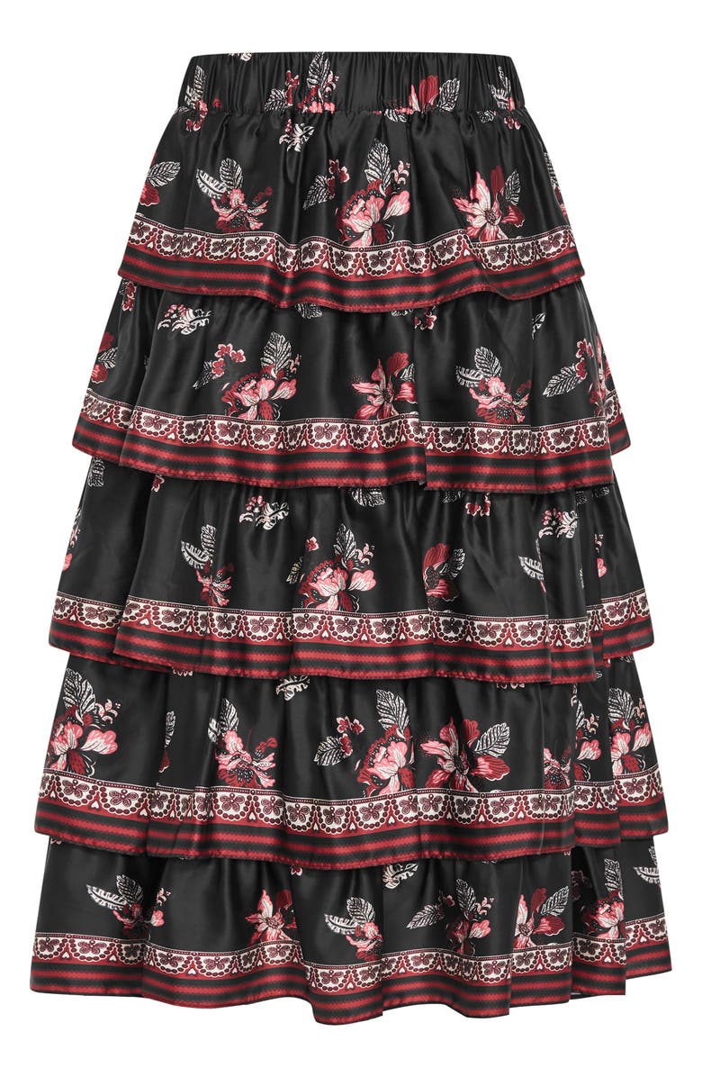 City Chic Drama Floral Ruffle Tiered Maxi Skirt, Alternate, color, Floral