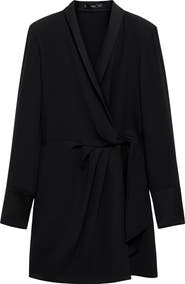 MANGO Long Sleeve Wrap Dress