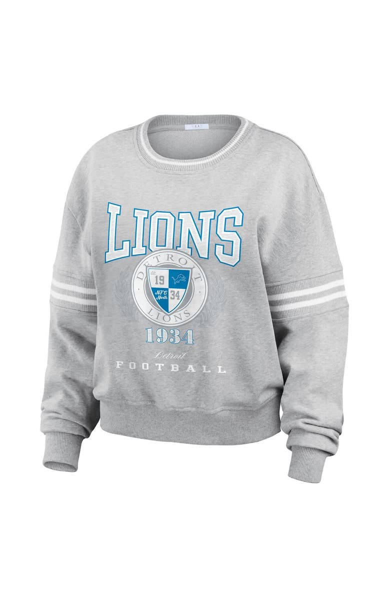 WEAR by Erin Andrews Women's WEAR by Erin Andrews Heather Gray Detroit Lions Pullover Sweatshirt, Alternate, color, 