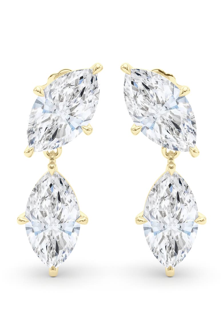 Lab Grown Diamond Twin Marquise Cut Drop Earrings, Alternate, color, YELLOW GOLD