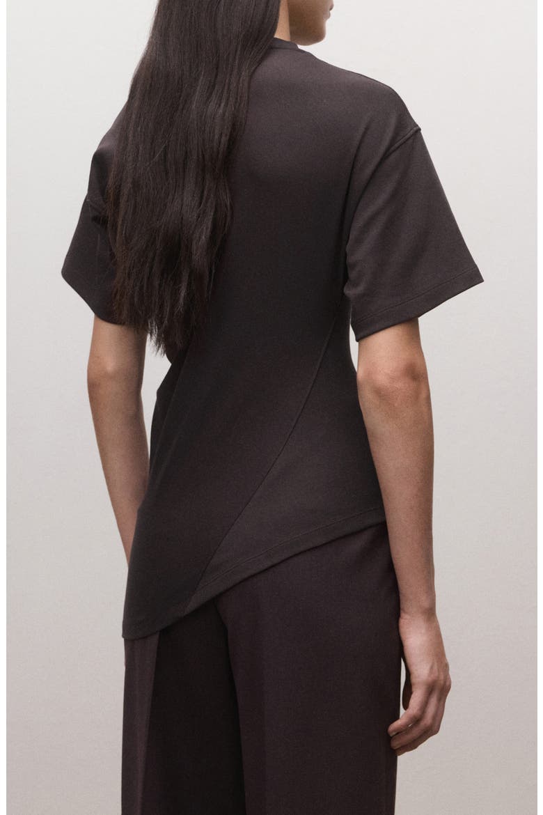 Asymmetric Fitted Cotton T-Shirt, Alternate, color, WINE