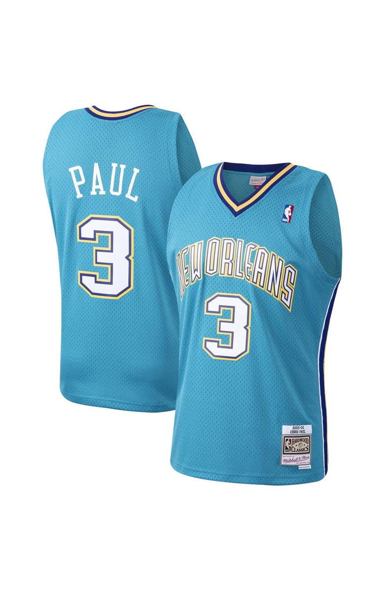 Mitchell & Ness Men's Mitchell & Ness Chris Paul Teal New Orleans Hornets 2005-06 Hardwood Classics Swingman Jersey, Alternate, color, 