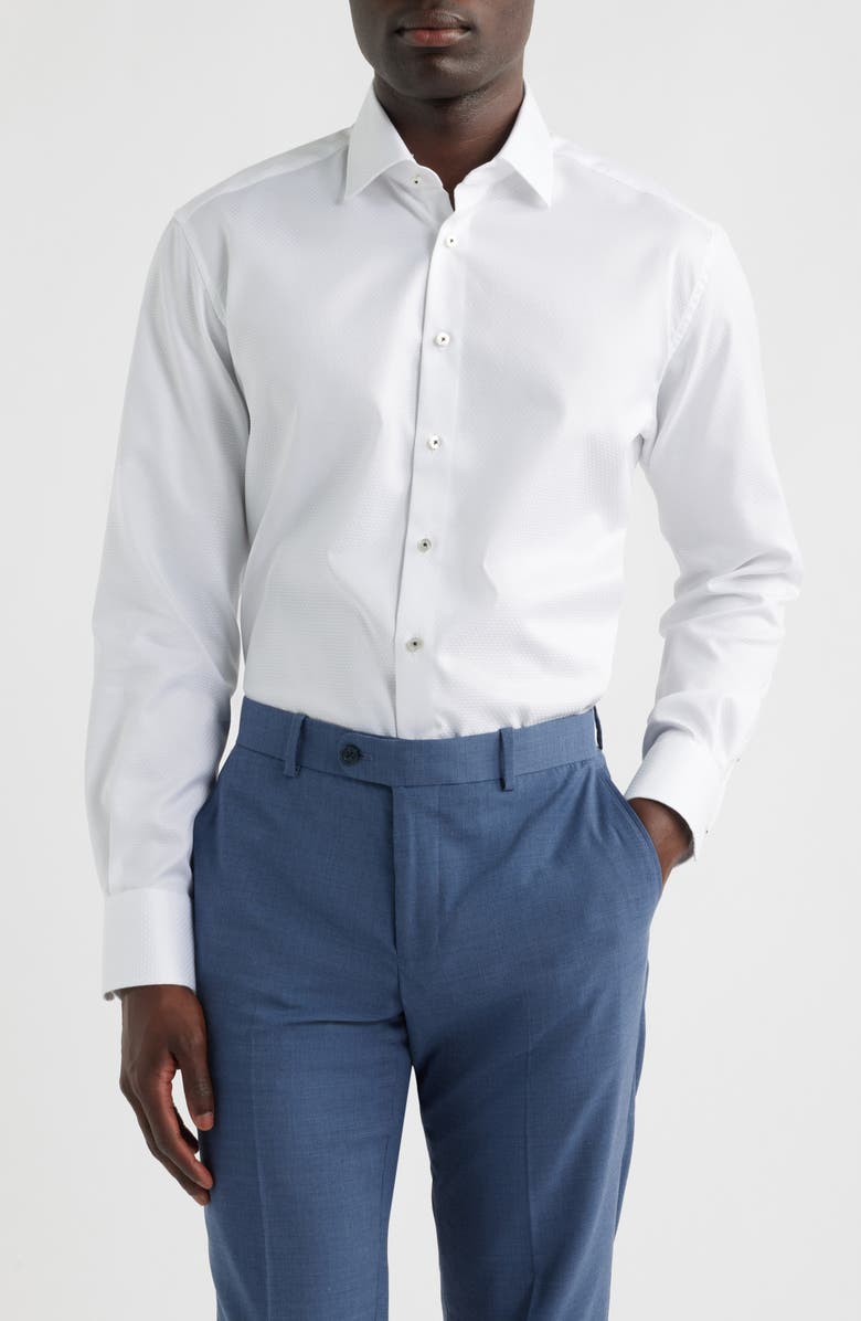1863 by Eterna Modern Fit Dot Pattern Non-Iron Cotton Dobby Dress Shirt, Main, color, White