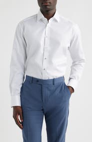 1863 by Eterna Modern Fit Dot Pattern Non-Iron Cotton Dobby Dress Shirt