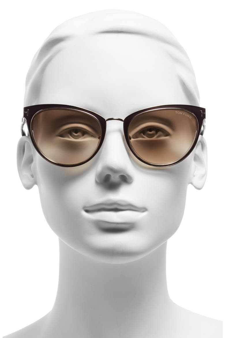 'Nina' 56mm Sunglasses, Alternate, color, BROWN/ ROSE GOLD