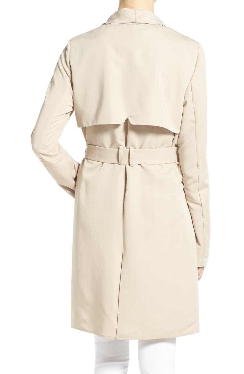 Kensie Belted Drape Front Trench Coat, Alternate, color, 