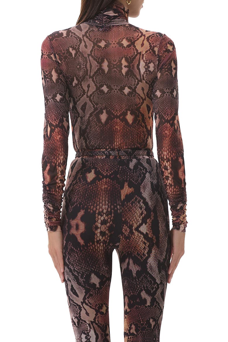 Julien Tie Neck Turtleneck Mesh Top, Alternate, color, SCATTERED SNAKE