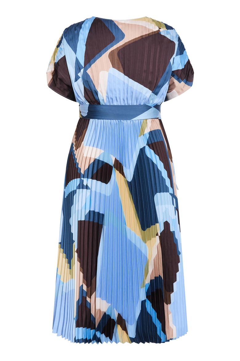 Hailey Geometric Print Pleated Maxi Dress, Alternate, color, BLUE ABSTRACT