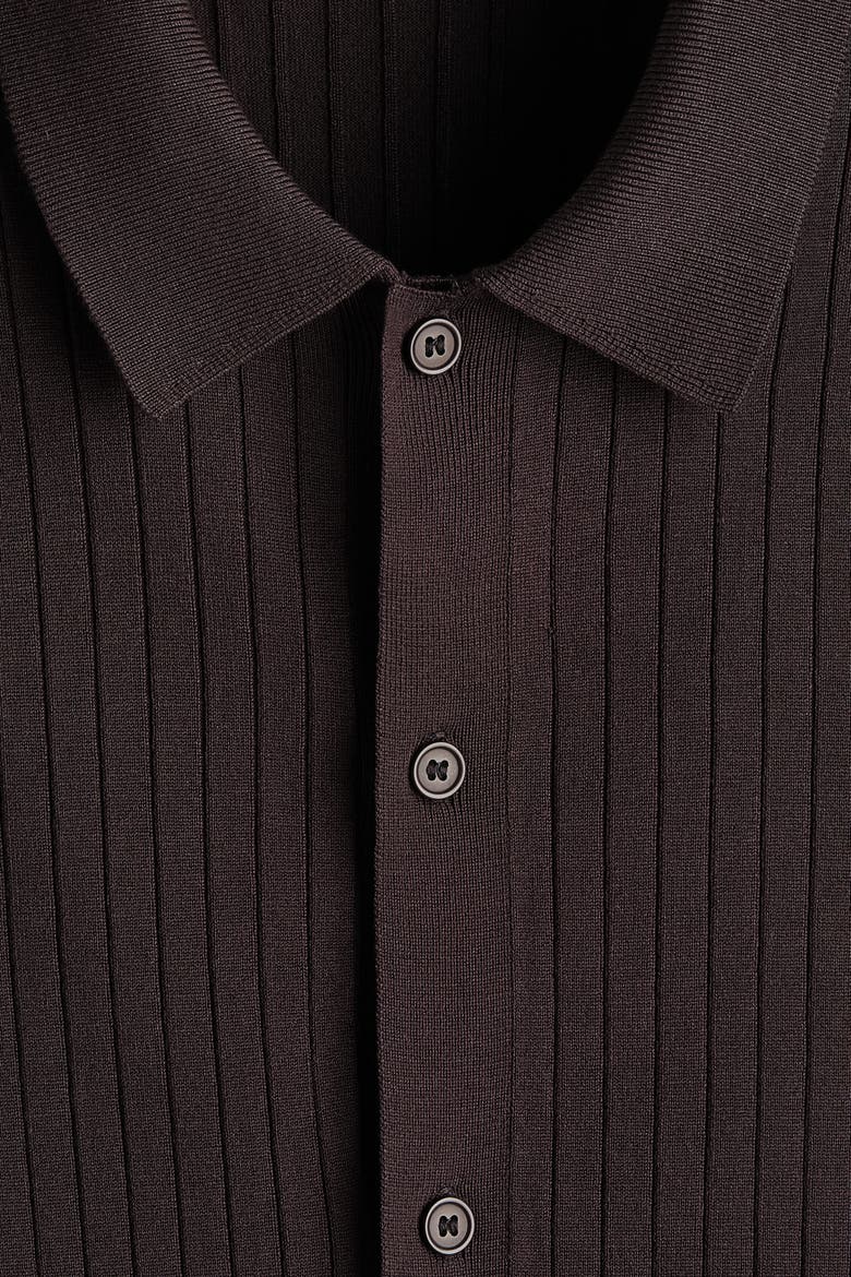Regular Fit Rib-knit Shirt, Alternate, color, Dark brown
