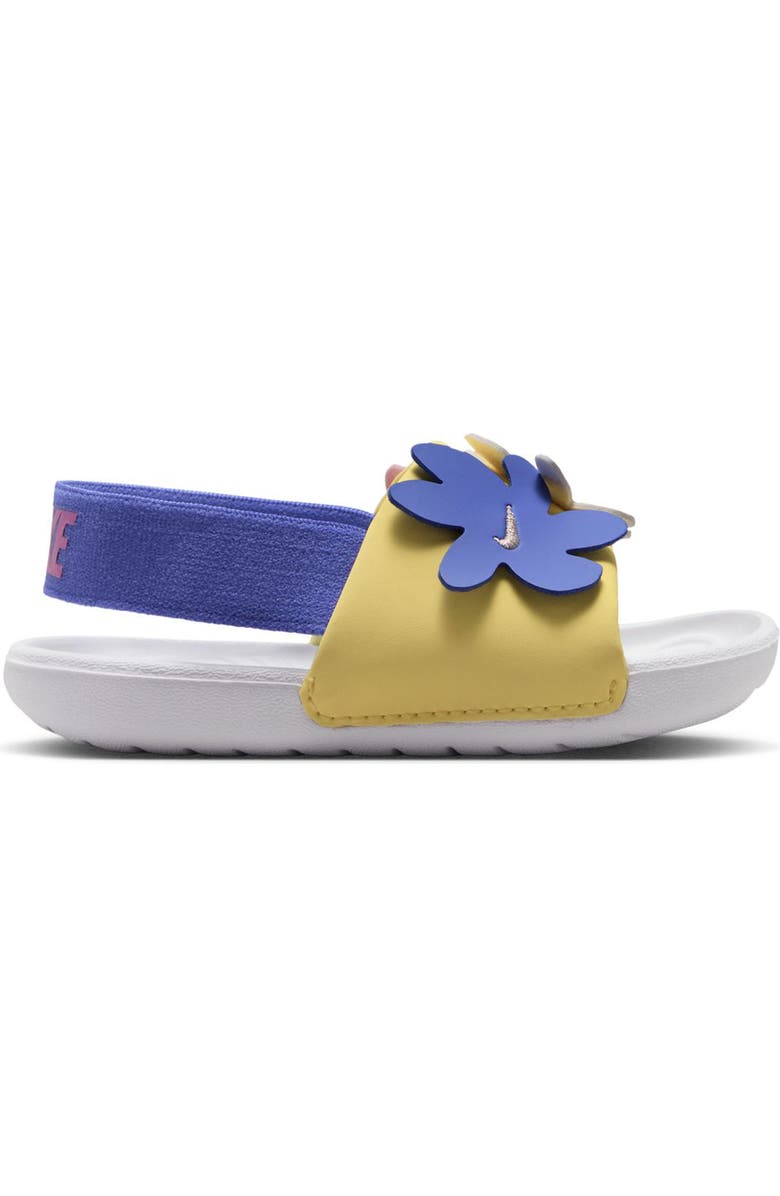 Nike Kids' Kawa Slingback Slide, Alternate, color, White/ Soft Yellow/ Sapphire