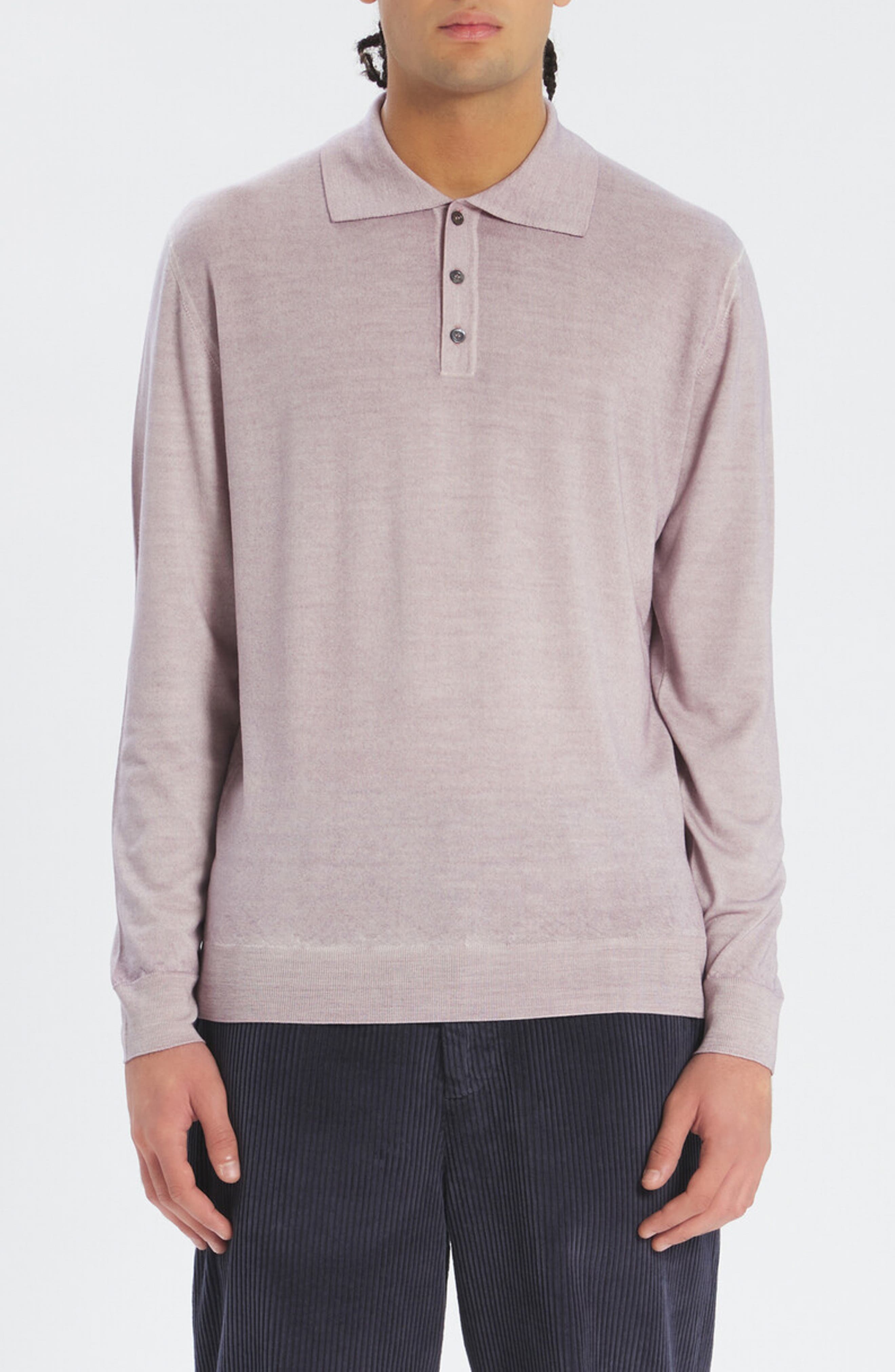 Barena Venezia Pevaron Fosca Long Sleeve Merino Wool Polo Sweater in Cardo 