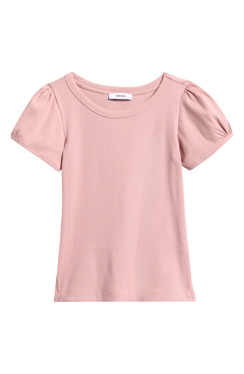 Reiss Kids' Ribbed Stretch Cotton Top, Main, color, Pink