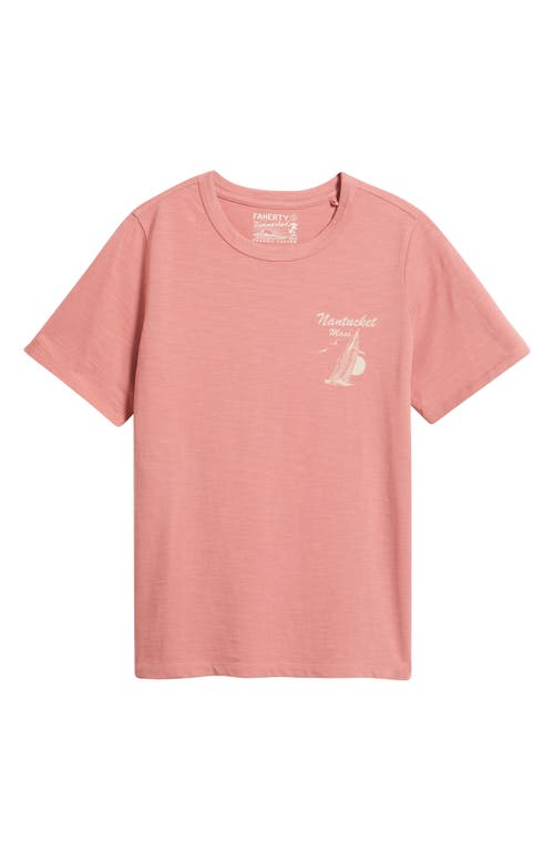 Faherty Nantucket Sunwashed Cotton Graphic T-shirt In Red