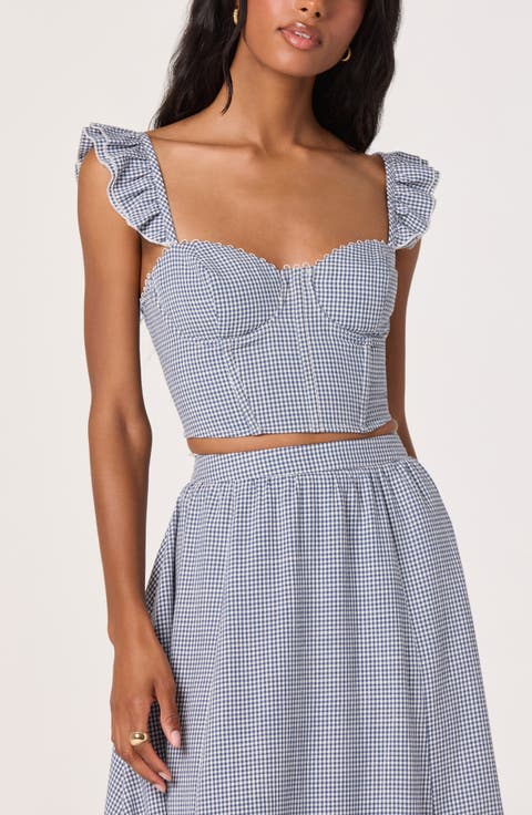 Wedelia Floral Lace-Up Crop Top