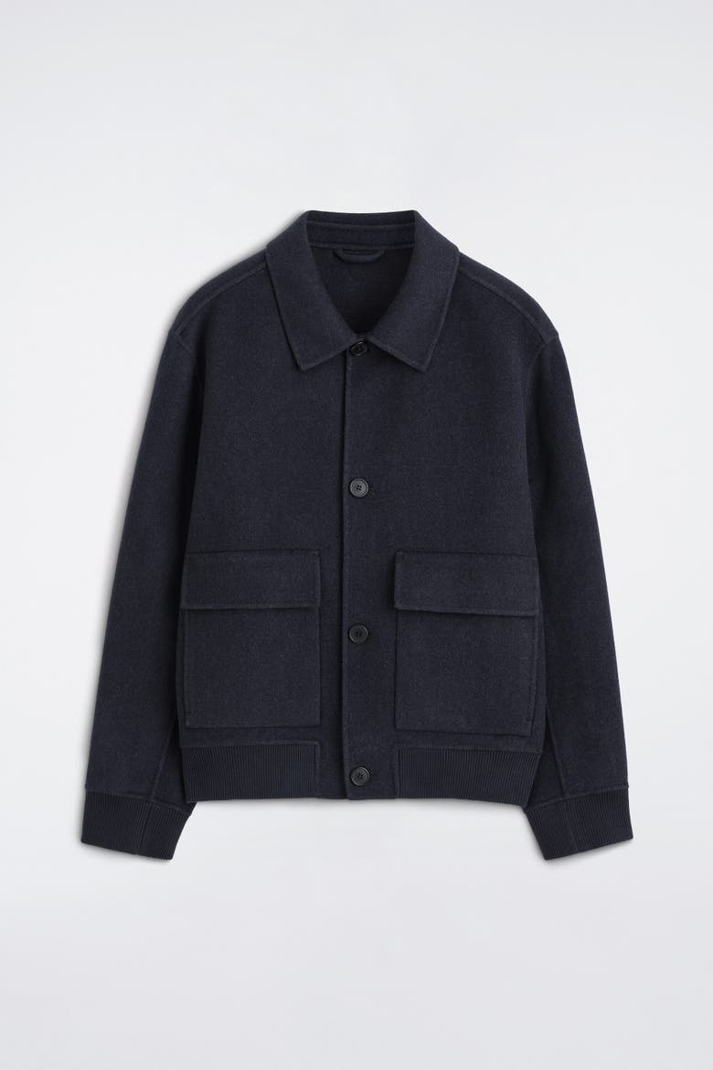 Double-Faced Wool-Blend Bomber Jacket, Alternate, color, NAVY