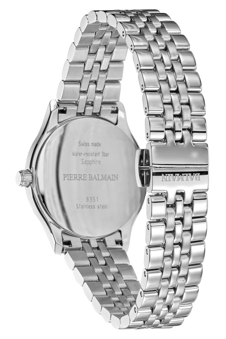 Beleganza Diamond & Mother-of-Pearl Bracelet Watch, 32mm, Alternate, color, BLUE MOP STAINLESS STEEL