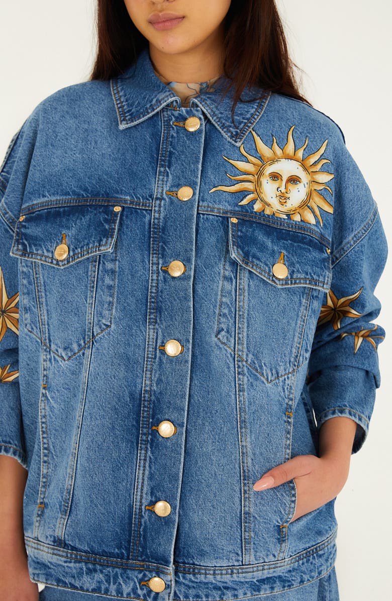 FARM Rio Mistical Denim Jacket, Alternate, color, Denim