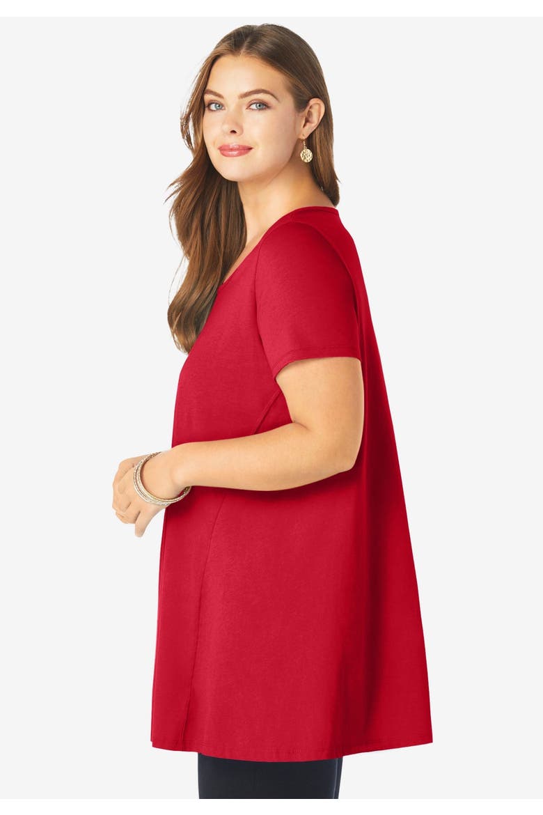 Plus Size Cotton Ultimate Scoopneck Swing Tunic, Alternate, color, CLASSIC RED