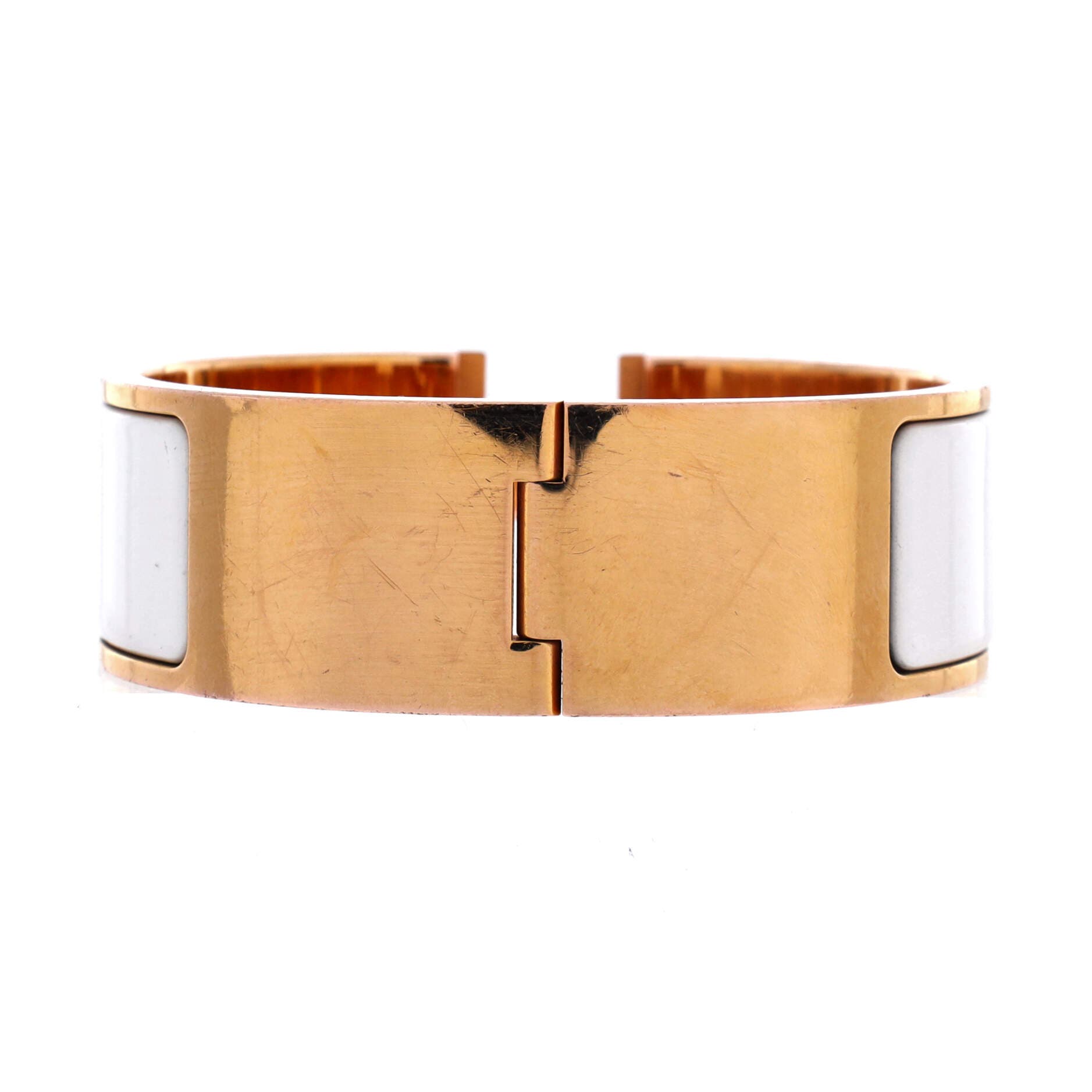 Clic Clac H Bracelet Metal and Enamel Wide, Alternate, color, White