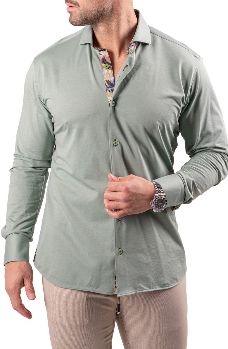 Maceoo Einstein Resistance0150 Green Button-Up Shirt, Alternate, color, Green