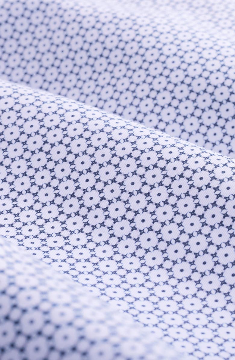 Bugatchi Axel Shaped Fit Geo Floral Cotton Button-Up Shirt, Alternate, color, Navy