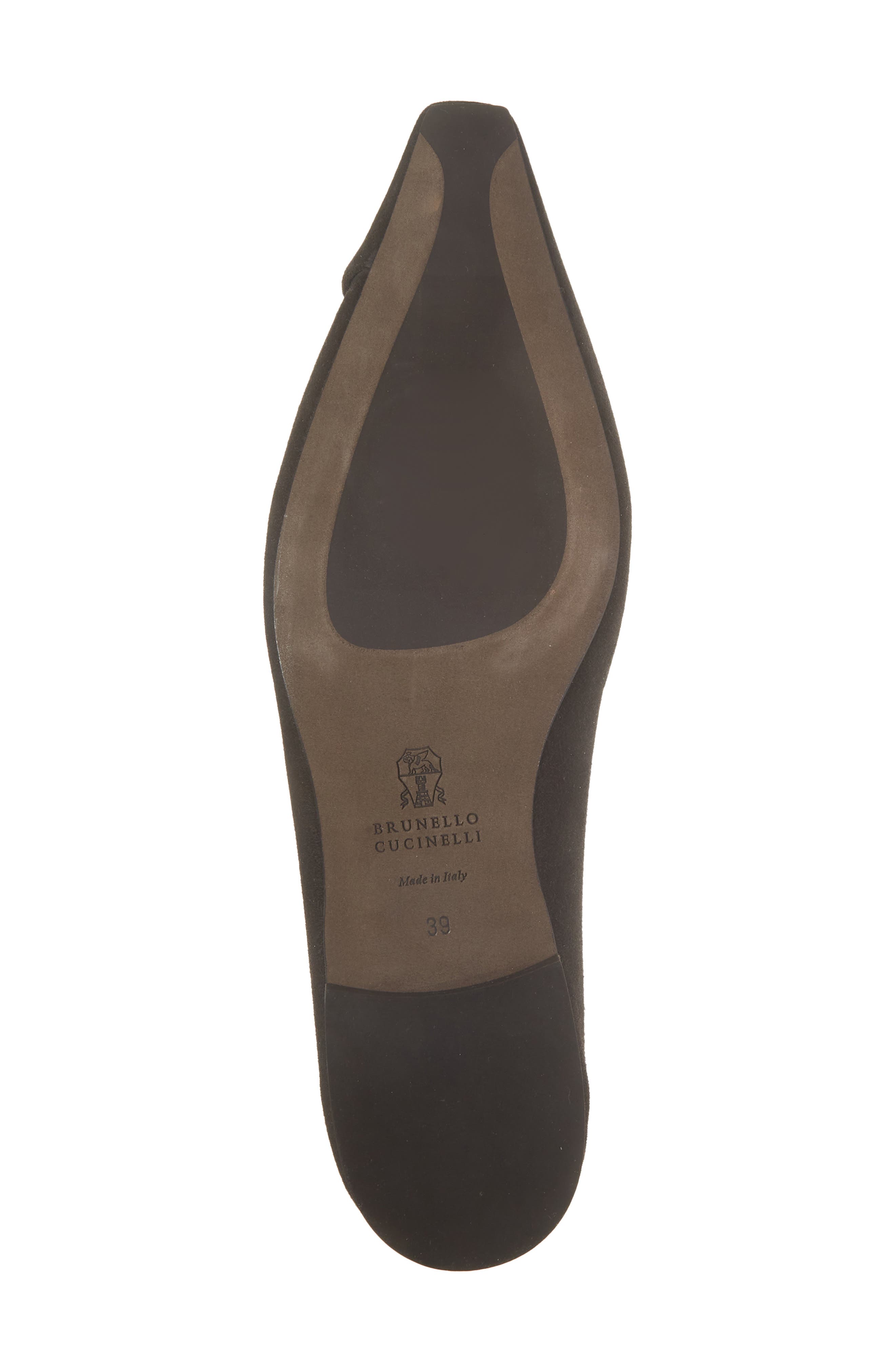 Brunello Cucinelli Suede Wrap Flat, Alternate, color, Pepper