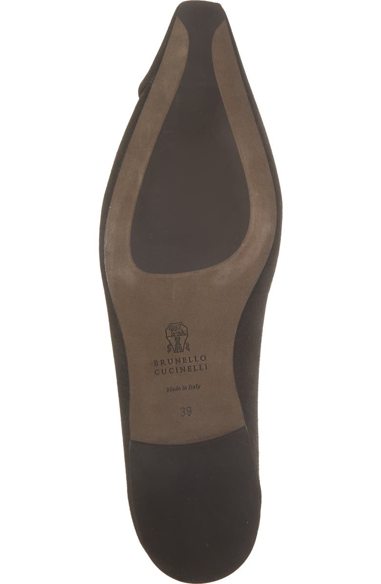 Brunello Cucinelli Suede Wrap Flat, Alternate, color, Pepper