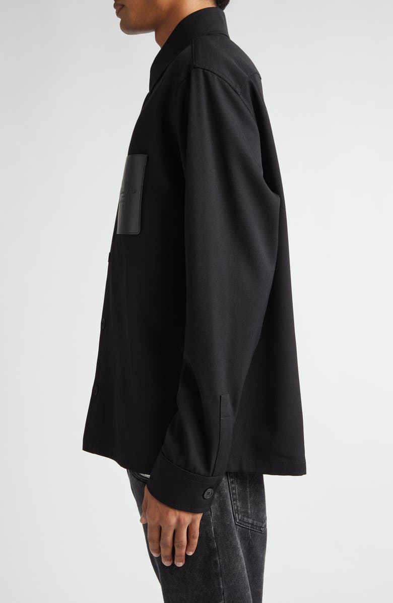 Balmain Couture Label Grain de Poudre Button-Up Overshirt, Alternate, color, 0Pa Black