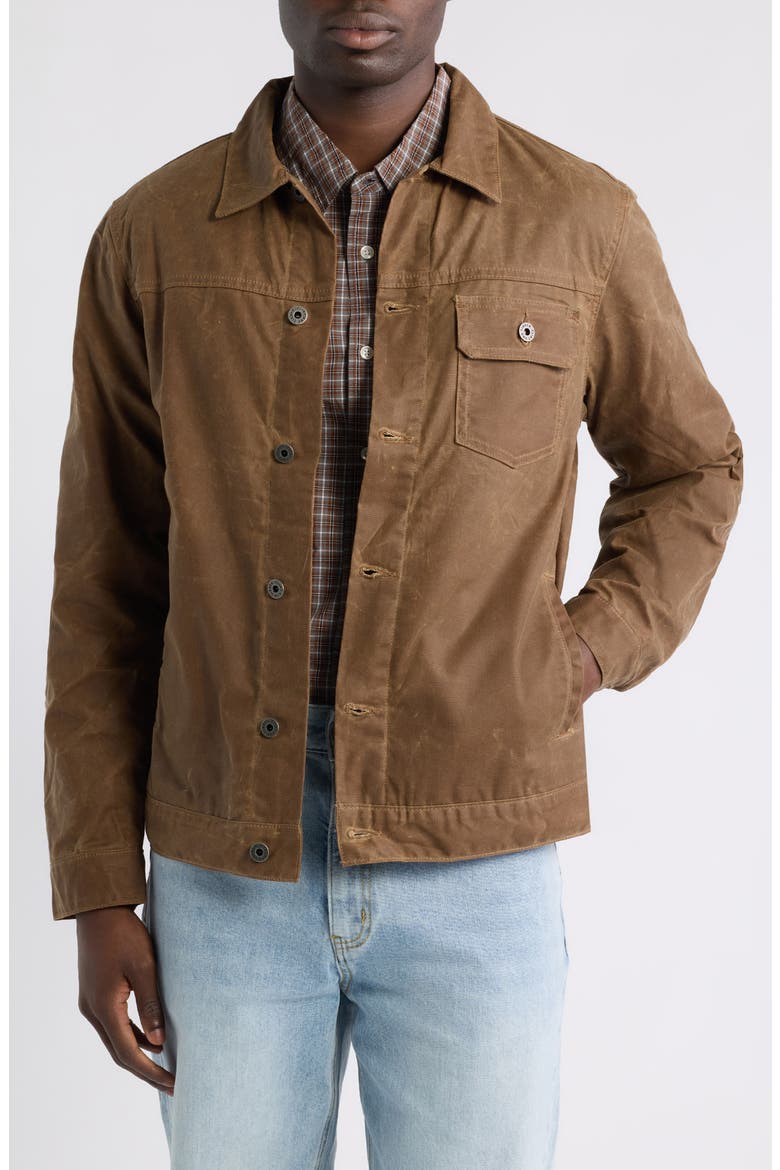 Flannel Lined Trucker Jacket, Main, color, HAVANA