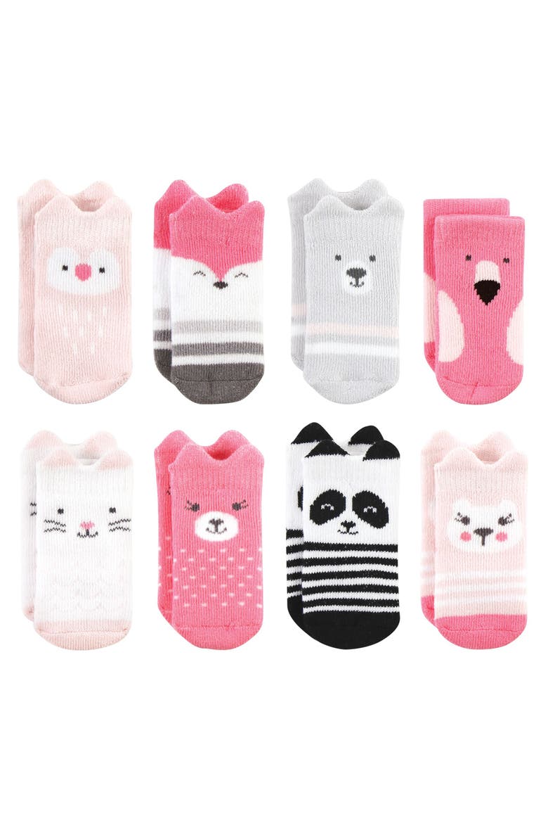 Cozy 8-pair Terry Sock Collection (baby), Main, color, Pink Animals