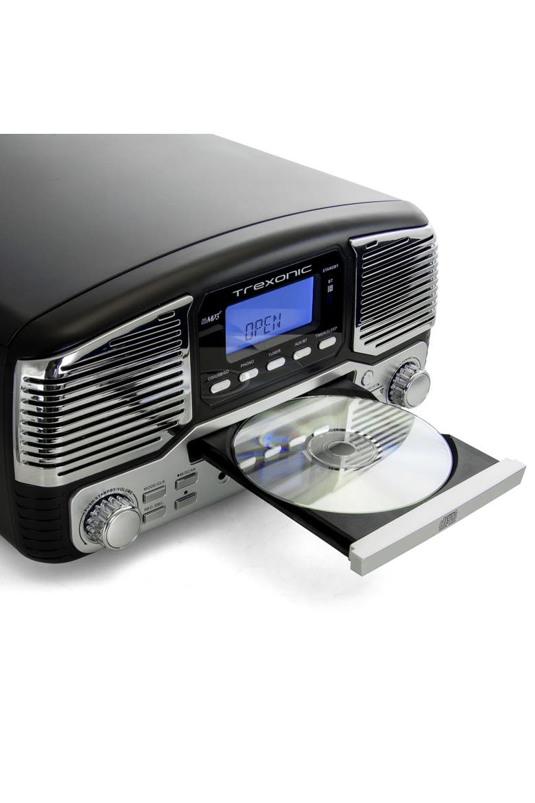 Retro Wireless Bluetooth, Record and CD Player, Alternate, color, Black