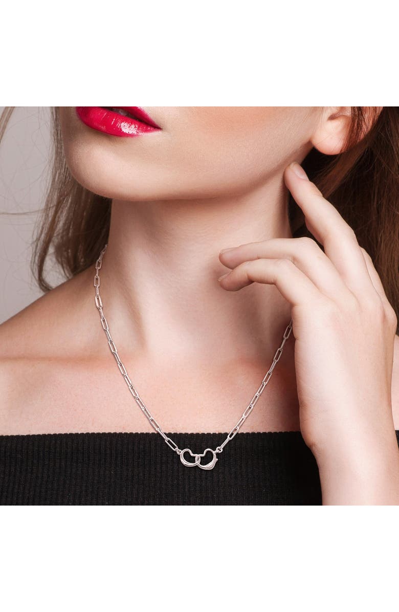 DELMAR Open Heart Paperclip Link Necklace, Alternate, color, Silver