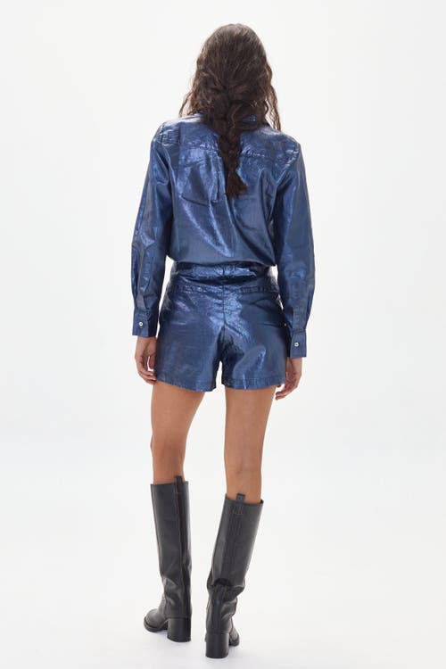 Lanhtropy Frida Metallic Linen Shorts In Animal Print