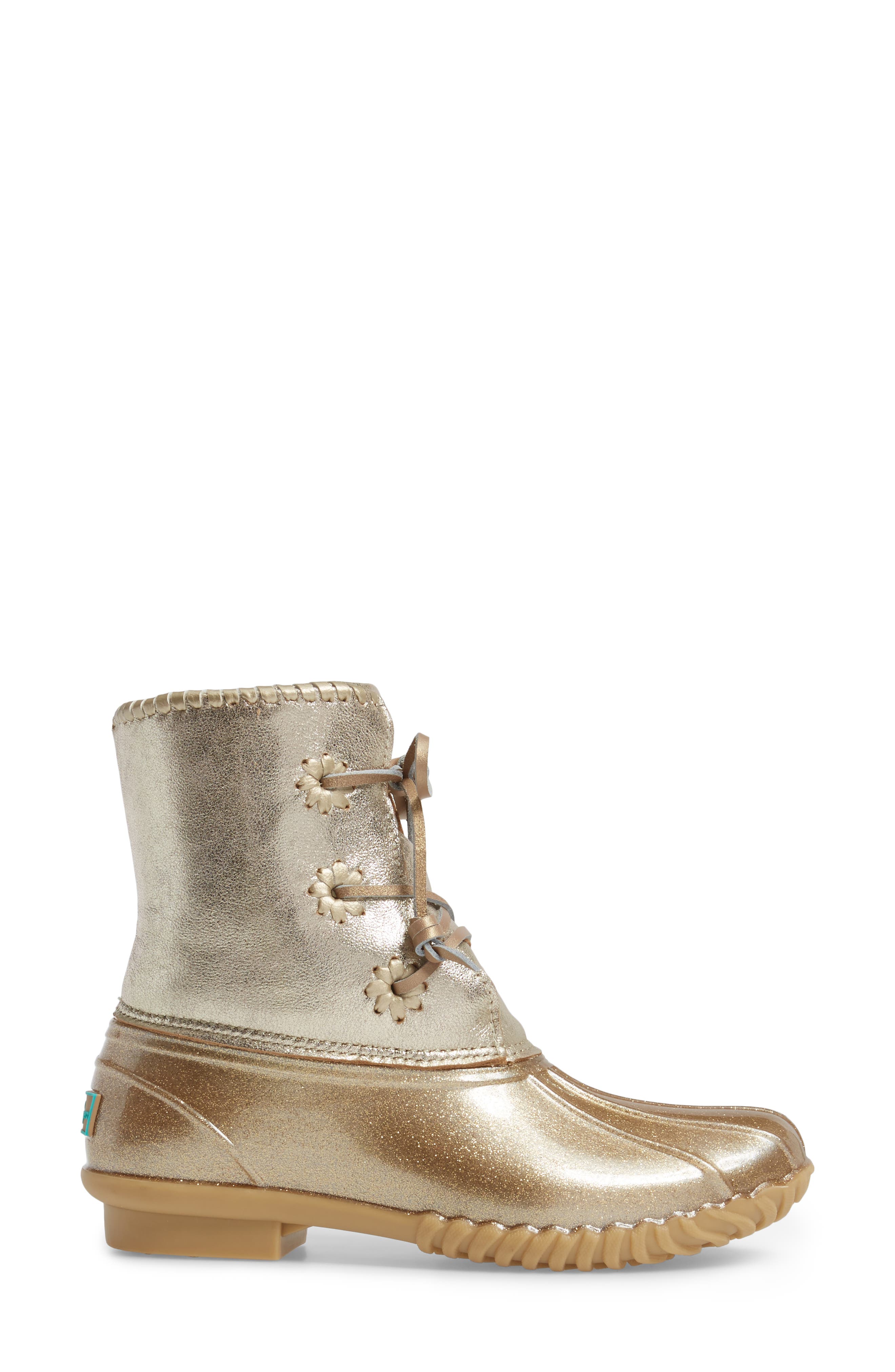 'Chloe' Rain Boot, Alternate, color, PLATINUM GLITTER LEATHER