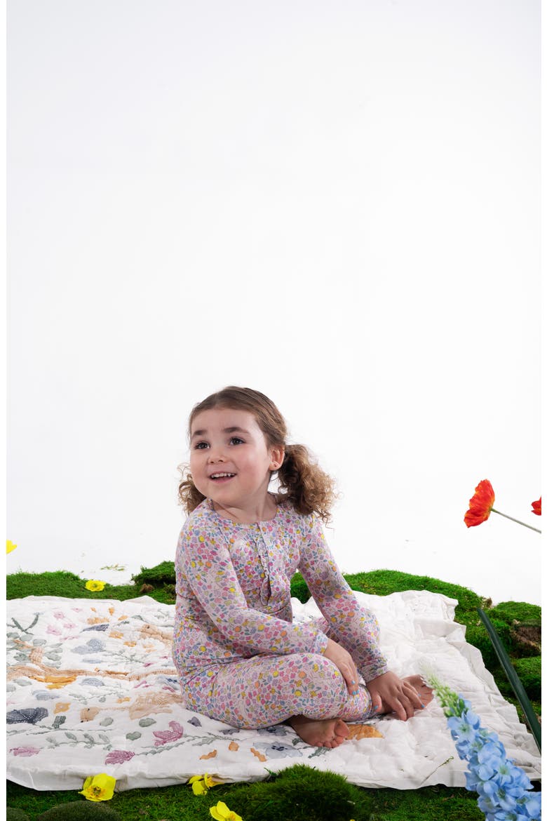 Kids' Bunny Blossom Ruffle Fitted Two-Piece Pajamas, Alternate, color, BUNNY